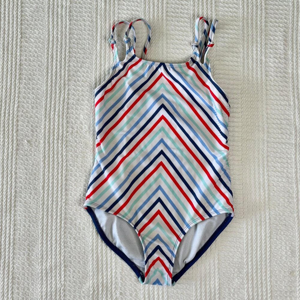 Chevron Striped Girls Swimsuit - Size 6